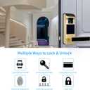 Fingerprint Door Lock, Heavy Duty Full APP Control Touchscreen Keypad Keyless Lock with Reversible Handle, Perfect for Home/Office/Bedroom Doors (Gold)