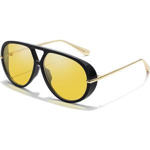 TJUTR Oversized Aviator Sunglasses for Women & Men, Retro Luxury Designer Sunglasses Big Shield Shades with UV Protection