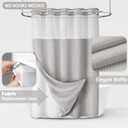 No Hook Shower Curtain and Liner Set,Light Grey Hotel Waffle Shower Curtain with Liner 78" L x 72" W