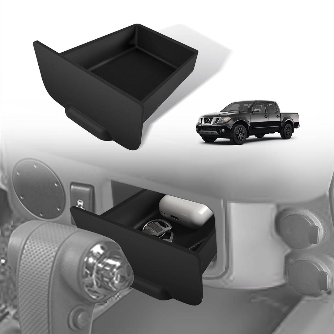 Muslogy Storage Drawer Tray Compatible with 2005-2021 Nissan Frontier Accessories Center Console Organizer Anti-Slip Cubby Silicone Insert Extra Storage Box (Fits Trims with Console Hole Only)