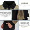70s Disco Outfit for Men 70s Costume with Retro Shirt Bell Bottom Pants Wig Sunglasses Necklace Mustache (Black, XXXL)
