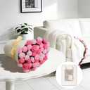 Crochet Bouquet Throw Flower Blanket, 40" Handmade Knitted Pink Rose Flower Bouquet Blanket,Cute Romantic Gifts for HerGirlfriend Mom Mother's Day Birthday Wedding Valentine Anniversary,Gradient Pink