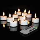 Eywamage White Flameless Wax Tealights with Remote Batteries, Flickering LED Tea Votive Candles Set of 10