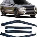 4 Pieces Tape-on Extra Durable Rain Guards Fit for 2022 2023 2024 2025 Mitsubishi Outlander,Window Deflectors,Window Visors (Smoke Black)