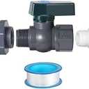 Rain Barrel Spigot, PVC Water Barrel Diverter Kit with Bulkhead Fitting Hose Faucet Adapter and Thread Seal Tape for Water Tanks, Aquariums, Tubs, Pools, Garden Barrels