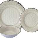 Melamine Dinnerware Sets, Service for 4. Unbreakable Dishes. Scratch Resistant Melamine Ware. Plates and Bowls. Dishwasher Safe Platos De Melamina Baroque Design. Beautifully Packaged Gift Box (12 Piece Set, Beige)