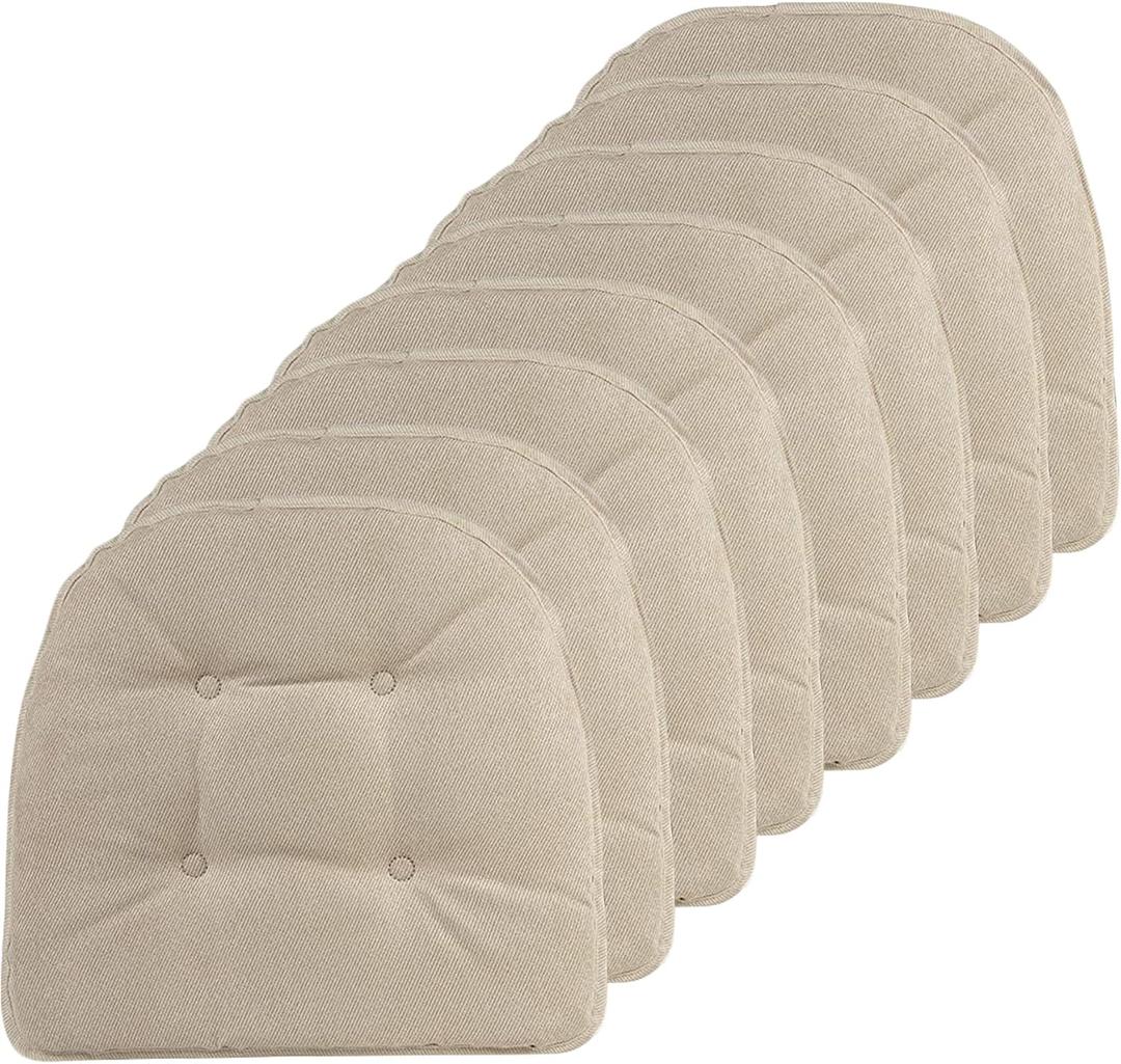 Non-Slip Chair Cushions, Assembled in USA, U-Shaped Skid-Proof Seat Pads for Dining Room, Kitchen, Office, 15"x16", 8 Pack