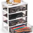 WRINGKIT Desk Organizer with 4 Drawers, Plastic Desk Storage Box, Desktop Storage Unit for Office Home Art Supplies, Bathroom, Countertop, Study, Makeup Stationary Organizer