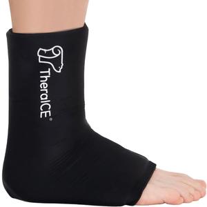 TheraICE Ankle Ice Pack Wrap for Swelling & Sprained Ankle Brace for Women Men, Cold Therapy Foot Heel Spur Support Compression Socks, Plantar Fasciitis & Achilles Tendonitis Sore Feet Pain Relief, Size: Small/Medium