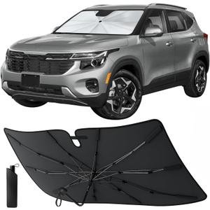 [2026 Upgraded] Econour Premium Windshield Umbrella Sun Shade | Foldable Car Window Shade for Front Windshield | Sun Blocker Visor Extender | Heat Protection for Sedans, SUVs, Trucks | Medium 57"x33"