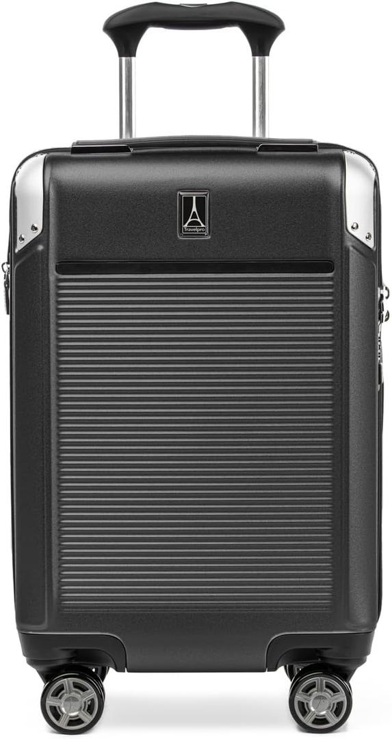 Travelpro Platinum Elite Hardside Expandable Carry on Luggage, 8 Wheel Spinner, TSA Lock, Hard Shell Polycarbonate Suitcase, Shadow Black, Compact Carry on 20-Inch