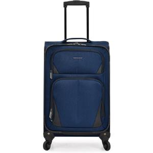 U.S. Traveler Aviron Bay Expandable Softside Luggage with Spinner Wheels, Navy, Carry-on 23-Inch