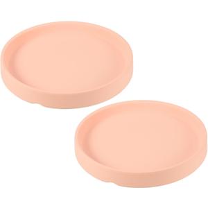 2 Pcs Plant Saucer - Round Ceramic Drip Tray Drainage Apply to Outdoor/Garden Planter Pot (4.5 Inch, Pink)