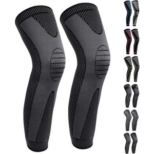 Full Leg Sleeves Long Compression Leg Sleeve Knee Sleeves Protect Leg, for Man Women Basketball, Arthritis Cycling Sport (2X-Large (1 Pair), 01_Black)