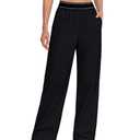 BMJL Womens Track Pants Light Weight Wide Leg Pants Elastic Waist Athletic Running Baggy Pants with Pockets(XL,Black)