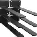6 Pack - 10 inch Black Hidden L Shelf Bracket (1/5 Inch Thick) Iron Floating Shelf Brackets Rustic Industrial Metal Brackets for Shelf Support
