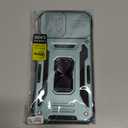 DEERLAMN Case for iPhone 16 Plus with Slide Camera Cover+Screen Protector (1 Pack), Rotated Ring Kickstand Military Grade Shockproof Protective Cover-Green