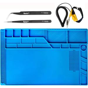 Kaisi S-180 Large Silicone Soldering Mat Magnetic Repair Work Mat, Heat Resistant Insulation Large Platform Station Pad for Soldering, Electronics, Computer Repair, Size 21.6 x 13.8 inch