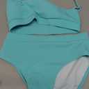 Lilosy High Waisted Tummy Control Ribbed Bikini Crop Top Brazilian Swimsuit Set 2 Piece (Small, Mint Green)