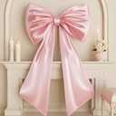 Large Pink Bow for Coquette Room Decor, 40x24 In Satin Ribbon Tie Coquette Birthday Decorations, Giant Pastel Pink Hanging Wall Decor for Ballerina Girl Just Want to Be One (Internal Stability Layer)