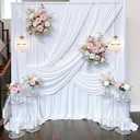 20ft×15ft White Backdrop Curtain for Wedding Parties, 4 Panels Wrinkle Free 15 FT Long Polyester Photo Backdrop Drapes Back Drop Cloth for Birthday Photography Background