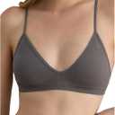 SweatyRocks Women's Triangle Bralette Plunge Bra V Neck Wireless No Padded Soft Comfortable Everyday Sleep Bras (Black, L)