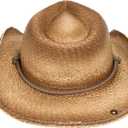 Peter Grimm Straw Round Up Cowboy Hat Stylish and Versatile Straw Hat for Men and Women - One Size