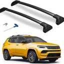 300lbs Roof Rack Cross Bars Compatible with Jeep Compass 2018-2025, Heavy Duty Aluminum Lockable Car Roof Rails Crossbar for Rooftop Cargo Luggage Kayak Canoe Bike Snowboard Black