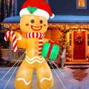 Christmas Inflatable Gingerbread Man, Blow Up Holiday Party Decor with Build-in LED Lights, Waterproof Inflatable Christmas Decorations for Outdoor Roof Yard Lawn Garden Indoor (Brown, 8FT)
