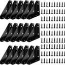 Corner Brace Brackets,18Pcs 66mm x 66mm Corner Braces for Wood, Metal Corner Brackets, Triangle Shelf Bracket, Black Angle Bracket, Corner Desk Connector for Bed, Table, Cabinet (Large)