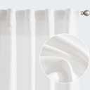 Jinchan White Linen Textured Curtains for Living Room Bedroom - 90 Inches Long Farmhouse Country Drapes, Light Filtering Back Tab Window Panels, 2 Pack