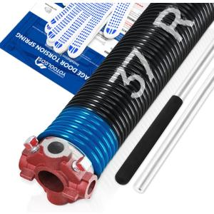 Right Hand WindRed Cone2" Garage Door Torsion Spring with Non-Slip Winding Bars & Gloves, High Precision Electrophoresis Black Coated, for Replacement, MIN 16,000 Cycles (0.283x2''x37'')