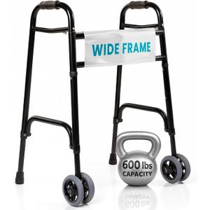 Vive Mobility Bariatric Walker for Seniors - Front 2 Wheel Walker for Men