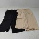 Locoowai 2 Pack Women's Linen Capri Pants Wide Leg Cropped Palazzo Trousers with Pockets High Waist Beach Summer Casual Pants Medium