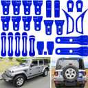 26PCS Full Set Exterior Decoration Trim Kit for Jeep Wrangler JL JLU 2018-2023 Door Hinge Handle Engine Hood Hinge Hood Latch Wheel Eyebrow Side Air Outlet Rear Tailgate Window Hinge Cover (Blue)