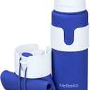 Nefeeko Collapsible Water Bottle, BPA Free 26oz Foldable Water Bottle for Travel Sports, Leak-Proof Spill-Proof Portable Water Bottles with Carabiner, Lightweight (Blue)