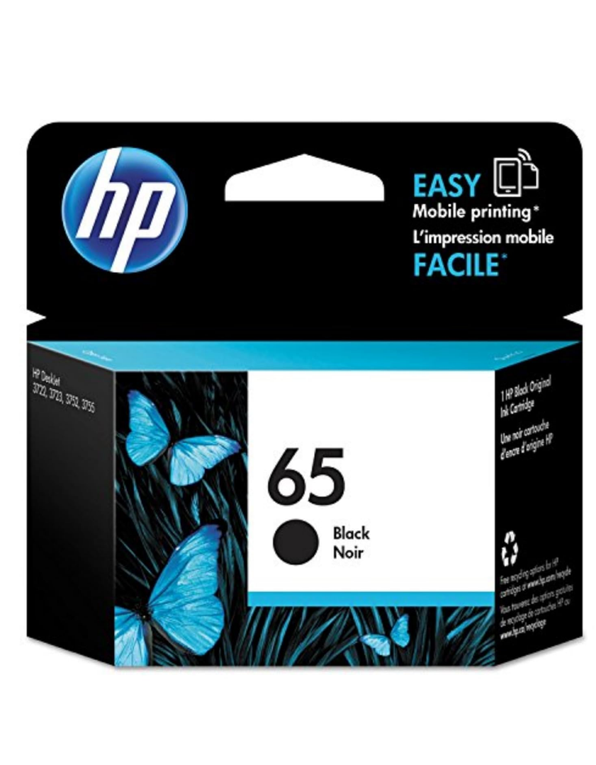 HP 65 Black Ink Cartridge for HP Printers | Works with Printer Series: AMP 100, DeskJet 2600, 3700; ENVY 5000 | Eligible for Instant Ink | N9K02AN