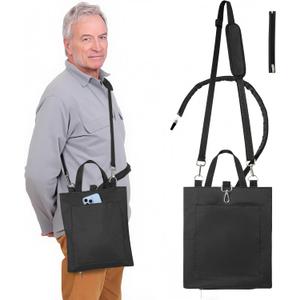 Rhino Valley Catheter Bag Holder, Foley Catheter Bag Covers with Adjustable Strap & Tube Cover, Nephrostomy Bag Holder with Storage Pocket, for Privacy, for Bed, Walker & Wheelchair, Black