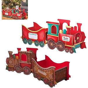 Christmas Train Set, Festive Christmas Tree Train-Deliver Holiday Cheer in Style.Whimsical Santa Gift Box Holder for Candy & Ornaments, Perfect Holiday Decor for Family Celebration