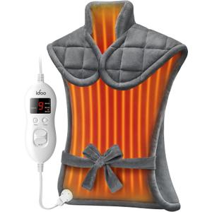 iDOO Heating Pad for Neck and Shoulder and Back, Gifts for Women Men, FSA Eligible Items only List, XXL King Size 23"x32" Heat Pad for Back Pain Relief, Extra Large Back Neck Wrap, ETL Certified (Gray 24"x33")