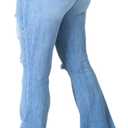 Blue Bell Bottom Jeans for Women Ripped Hole High Waisted Classic Flared Wide Leg Denim Pants,2487 Blue_X-Large (Blue, XL)