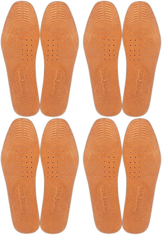 Absorbent Ultra Thin Pigskin Leather Insoles for Stinky Feet-Foot and Shoe Odor Inserts for Shoes-Cinnamon Inserts and Flats for Sweaty Feet and Hyperhidrosis (4 Pair (Pack of 1))