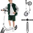 Nattork Kick Scooter for Kids 6+ Years Teens Adults - 220LB Weight Capacity, Front Shock Absorber and Adjustable Handlebar - Smooth Ride with 8" Sturdy Wheels, Ideal for Outdoor Sports, Purple