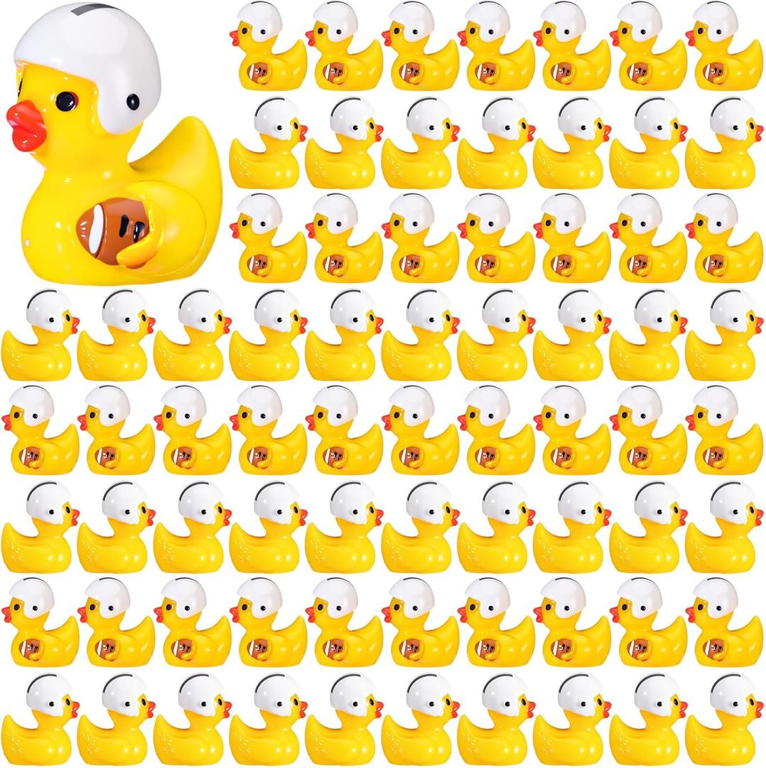 100 Pcs Themed Ducks Resin Ducks Resin Party Decorations for Crafts Making DIY Miniature Landscape Micro Decor Gifts (Football)