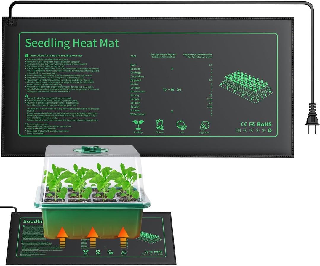 Pawfly 20 W Seedling Heat Mat Waterproof Plant Heating Mat 20.5 x 10 Inch Heat Mat for Plants Heating Pad for Seed Starting Indoor Gardening Greenhouse Germination Breeding Brewing & Reptiles