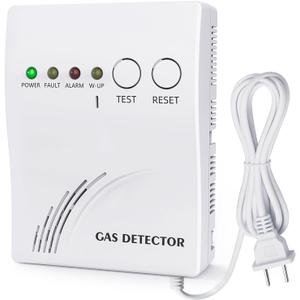 Natural Gas Leak Detector with Cord, Plug-in Wall Propane Meter in Home, Audible Alarm Safety for Explosive Methane Ethane Butane LP Gas, BH-H5