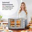 Elite Gourmet ETO-4510M French Door 47.5Qt, 18-Slice Convection Oven 4-Control Knobs, Bake Broil Toast Rotisserie Keep Warm, Includes 2 x 12" Pizza Racks, Stainless Steel, 18-slice, 45l