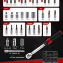 1/4inch Drive Torque Wrench Set, 32-Piece 20-220 in.lb (2.3-25 Nm) Click Bicycle Torque Wrench with Bit Sockets, 0.1 Nm Micro, 72-Tooth Ratchet, 3/8 Adapter, for MTB, E-Bike, Motorcycle