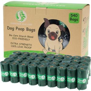 GREENER WALKER Poop Bags for Dog Waste-540 Bags, Extra Thick Strong 100% Leak Proof Dog waste Bags (Deep Green)