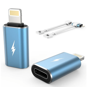 TechMatte Female USB C to Male Lightning Adapter 2 Pack 2.2A Charging Data Transfer, Compatible with iPhone 14, 13, 12, 11 Xs SE iPad iPod AirPods, Not for Audio Headphones/OTG Android Anti-Lost, Blue
